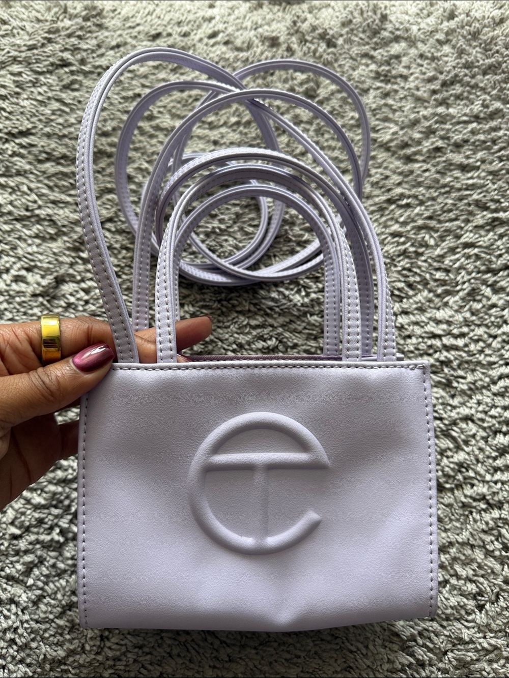 Lilac Mini Crossbody Bag with Embossed Logo